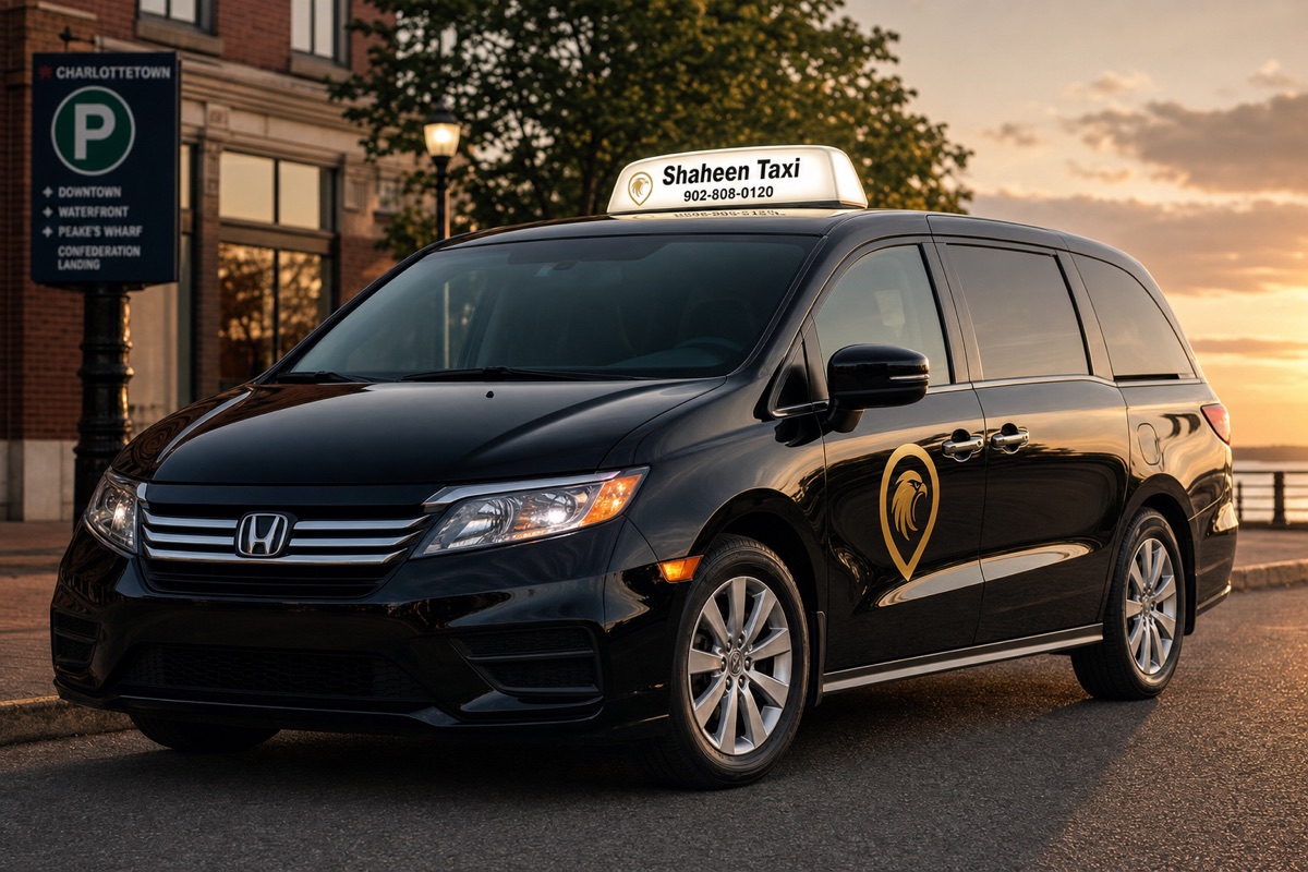 Shaheen Taxi fleet vehicle — professional PEI transportation service Charlottetown